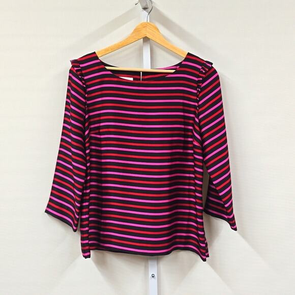 Talbots Tops - RSVP by Talbots Pink, Red and Black Strip Top